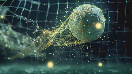 football hitting the net 