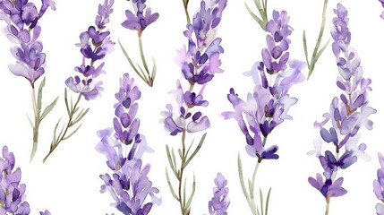 Obraz premium A seamless tile of watercolor lavender, soothing and gentle for spa-like decor
