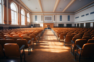 Empty student auditorium at university at the end of the academic year.