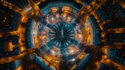 Fictional drone view of Arc de Triomphe in Paris for the upcoming olympic games 2024