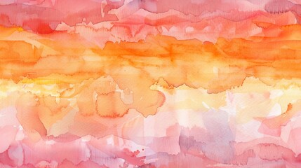 Abstract watercolor painting of a sunrise, blending warm oranges and pinks to mimic the morning sun's glow seamless pattern