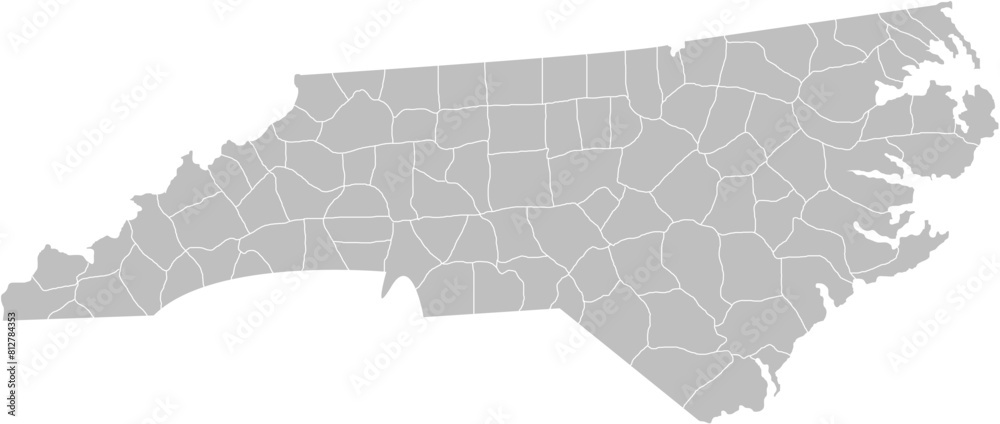 Wall mural north carolina state of usa. north carolina territory. states of america territory on white backgrou