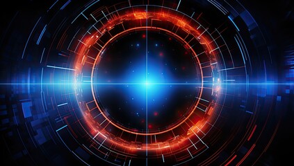 Fototapeta premium Radiant Orb: Glowing Circle with Blue Center and Fiery Red-Orange Edges