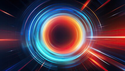 Ethereal Eclipse: Glowing Circle Featuring Blue Center and Intense Red-Orange Perimeter