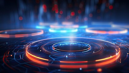 Ethereal Eclipse: Glowing Circle Featuring Blue Center and Intense Red-Orange Perimeter