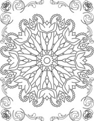 Printable Mandala Coloring Page for Adults. Educational Resources for School for Kids. Adults Coloring Book. Mandala Coloring Activity Worksheet.