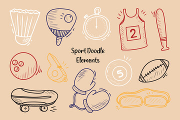 Cute Sports Sketch Element Collection