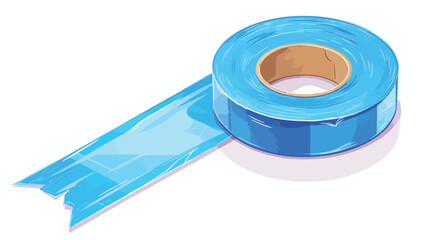 Blue adhesive Washi tape piece with torn edges stic