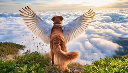 witness the extraordinary as dogs defy gravity sprouting magnificent wings and soaring into the boundless sky their fur trailing behind them like ethereal clouds wallpaper pictures background hd
