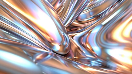 abstract background with metallic liquid flowing in the style of holographic foil