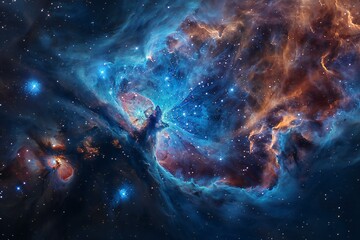 Fototapeta na wymiar The nebula has been placed in the blue light, high quality, high resolution