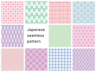 和柄シームレスパターンのセット