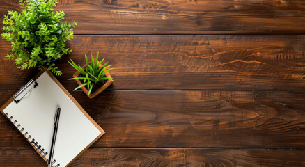 Minimal work space - Creative flat lay photo of workspace desk. Office desk wooden table background with open mock up notebooks and pens