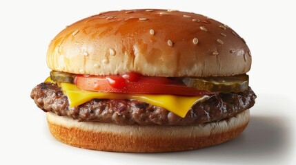 nice shot of hamburger in a white background