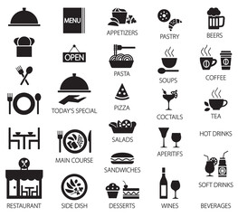 Restaurant vector silhouette icons 1