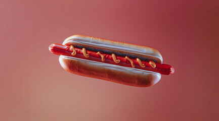 A futuristic silver hot dog on a bright background with copy space