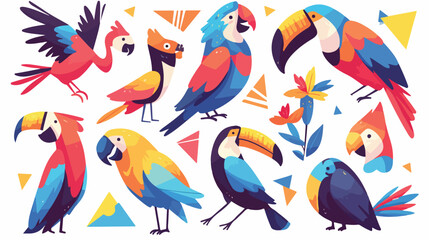 Bright and colorful exotic tropical birds - flaming