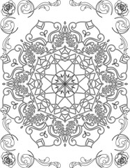 Printable Mandala Coloring Page for Adults. Educational Resources for School for Kids. Adults Coloring Book. Mandala Coloring Activity Worksheet.