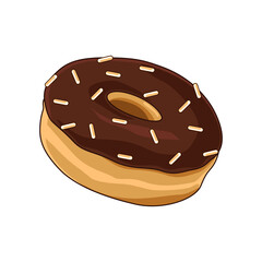 Illustration of donut with chocolate cream clipart on a white background