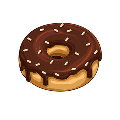 Illustration of donut with chocolate cream clipart on a white background