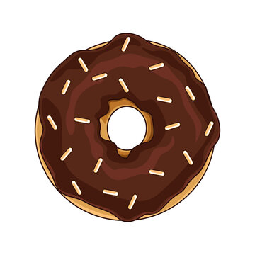Illustration of donut with chocolate cream clipart on a white background