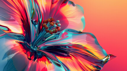 Vibrant Chrome Flower with Iridescent Petals
