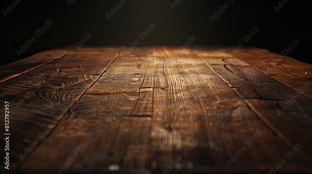 Poster old wood table on dark background : generative ai