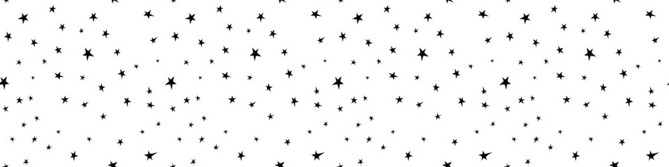 Seamless pattern with black stars. Night sky, space, astronomy background. Kids texture. Nursery prints for textile, apparel, wrapping paper