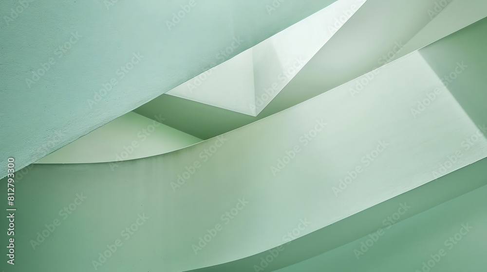 Poster minimal geometric shapes and lines in light green color abstract monochrome creative paper texture b