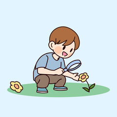 한국의 여름방학의 어린이 삽화