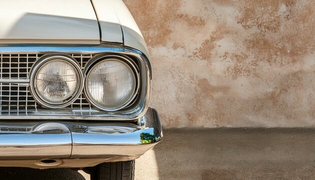 Fototapeta Timeless Beauty: Vintage Car Headlight on Concrete Wall Background