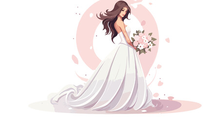 card with the bride 2d flat cartoon vactor illustra
