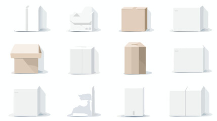 Cardboard Package Box. Set Of White Package Square