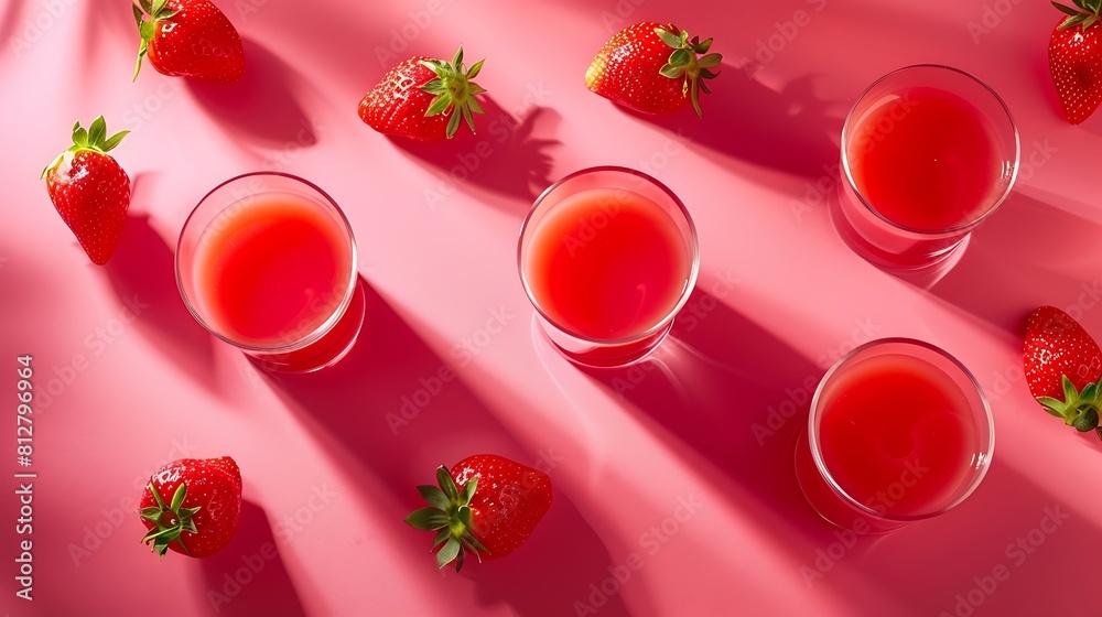 Aufkleber creative layout made of strawberry juice and strawberry flat lay food concept macro concept : genera