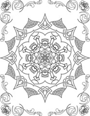 Printable Mandala Coloring Page for Adults. Educational Resources for School for Kids. Adults Coloring Book. Mandala Coloring Activity Worksheet.