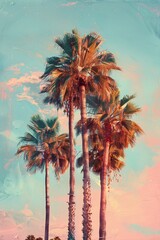 Vibrant Palm Trees by Sunset: A Calming Scene of Nature's Beauty