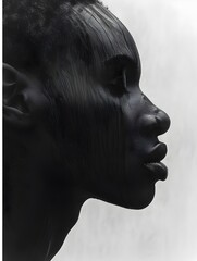 Striking Silhouette of a Pensive Female Face in Monochrome