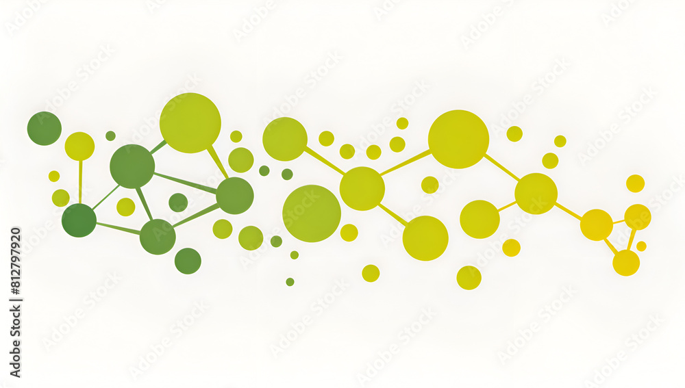 Wall mural a series of green and yellow circles are connected to each other in a line. the circles are all diff