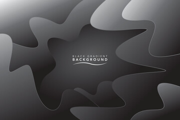 Dark black color gradient wave background, gray colors abstract for banner poster cover design
