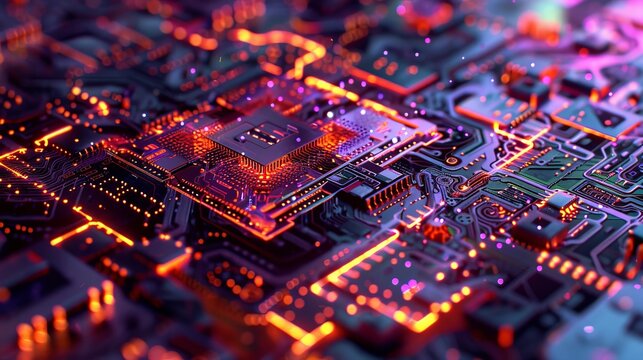 a RISC-V processor chip highlighting the intricate circuitry and silicon wafer texture