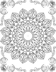 Printable Mandala Coloring Page for Adults. Educational Resources for School for Kids. Adults Coloring Book. Mandala Coloring Activity Worksheet.