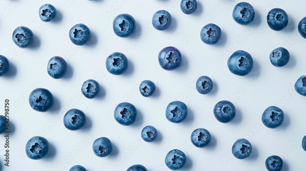 Poster creative layout made of blueberry on the white background flat lay food concept macro concept : gene