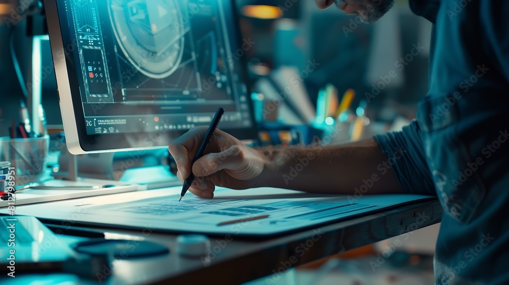 Aufkleber Designers drawing website ux app development User experience concept : Generative AI
