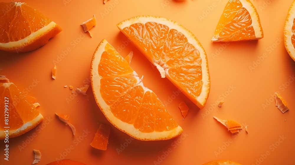 Aufkleber creative layout made of orange flat lay food concept macro concept orange background : generative ai