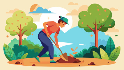 Environmental Conservation: Tree Planting Volunteer. Perfect for: Environmental awareness campaigns, community greening initiatives, Volunteer recruitment posters, environmental organization websites.
