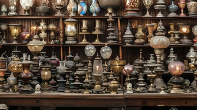 A collection of unique, vintage lamps with distinct histories.