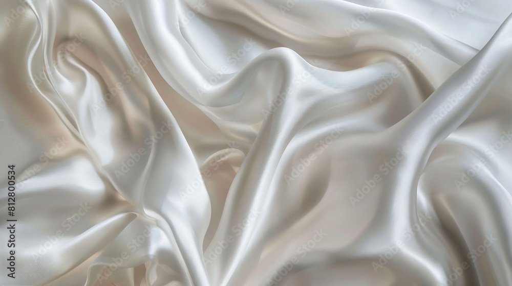 Poster abstract white satin silky cloth for background fabric textile drape with crease wavy foldswith soft