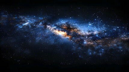 Fototapeta premium A dark blue Milky Way galaxy, with the black background. 