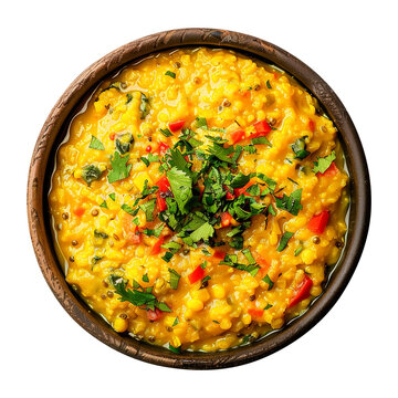 Delicious dal khichadi in a bowl top view isolated on transparent background Remove png, Pen tool
