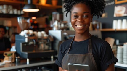 Smiling Barista in Coffee Shop